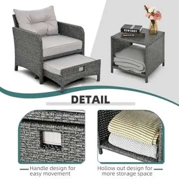 PAMAPIC 5-Piece Outdoor Patio Wicker Furniture Set