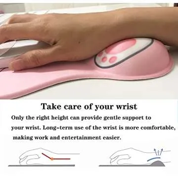 Cute pink mouse pad with ergonomic wrist rest support, non-slip gel anime Kawaii 3D mouse pads, wrist pads, pain relief, and easy typing, gaming, notebook computer home office work and study(Cat-pink)