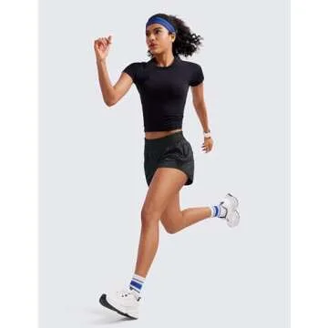 CRZ YOGA High Waisted Running Shorts for Women 2.5" - Mesh Liner Quick Dry for Sport Athletic Workout with Zipper Pocket Black Small