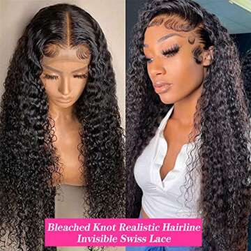 Sol Soal 20 Inch 13x4 Water Wave Lace Front Wigs Human Hair HD Transparent Wet and Wavy Lace Frontal Wigs for Black Women Brazilian Virgin Hair Glueless Pre Plucked with Baby Hair 150% Density