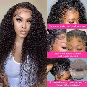 Sol Soal 20 Inch 13x4 Water Wave Lace Front Wigs Human Hair HD Transparent Wet and Wavy Lace Frontal Wigs for Black Women Brazilian Virgin Hair Glueless Pre Plucked with Baby Hair 150% Density
