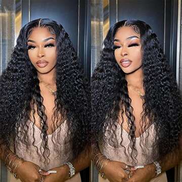 Sol Soal 20 Inch 13x4 Water Wave Lace Front Wigs Human Hair HD Transparent Wet and Wavy Lace Frontal Wigs for Black Women Brazilian Virgin Hair Glueless Pre Plucked with Baby Hair 150% Density