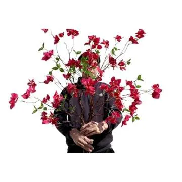 Artificial Bougainvillea Flower Branches Silk Bougainvillea Stems with Dried Tree Twigs Real Touch Faux Greenery Stems for Home Indoor Outdoor Decor Floral Bouquet Arrangements (Fuchsia - Pack of 4)