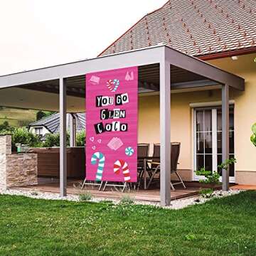 You Go Glen CoCo Happy Birthday Banner Background Hot Rose Pink Lip Theme Decor for Bridal Shower Wedding Night Out Hen Movie Bachelorette Party Girls Woman Birthday Party Favors Decorations Ideas