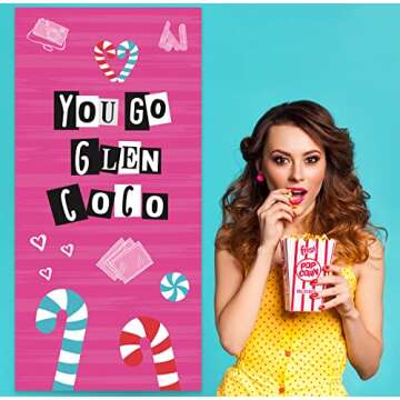 You Go Glen CoCo Happy Birthday Banner Background Hot Rose Pink Lip Theme Decor for Bridal Shower Wedding Night Out Hen Movie Bachelorette Party Girls Woman Birthday Party Favors Decorations Ideas