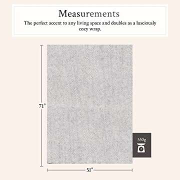 Maloca Alpaca - Lightweight Throw Blanket - 100% Baby Alpaca Wool Herringbone Weave - Ethically Sourced - Gentle on Skin - Softer and Warmer Than Wool - Very Limited Production - Light Grey