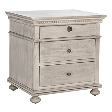 SAFAVIEH Couture Home Collection Allisyn Light Grey 3-Drawer Wood Nightstand Table (Fully Assembled)