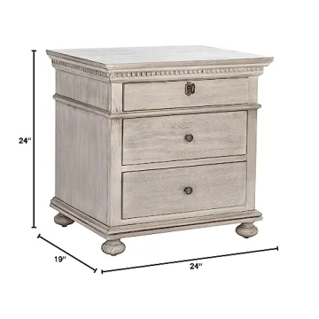 SAFAVIEH Couture Home Collection Allisyn Light Grey 3-Drawer Wood Nightstand Table (Fully Assembled)