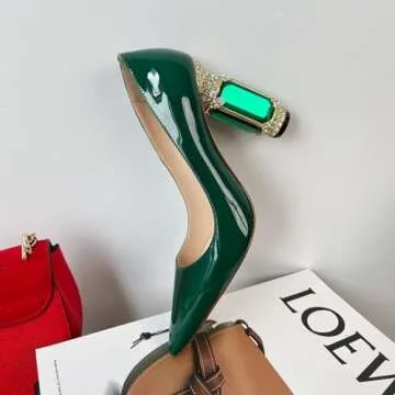 FSJ Women Bridal Pointed Toe Chunky High Heel Pumps