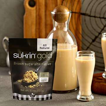 Sukrin Gold - Natural Brown 1:1 Sugar Substitute with Erythritol and Stevia, Zero Calorie Sweetener for Keto and Low Carb Diets, Gluten Free, Vegetarian, Baking, Non GMO, 1.1 lb Bag (1 Pack)