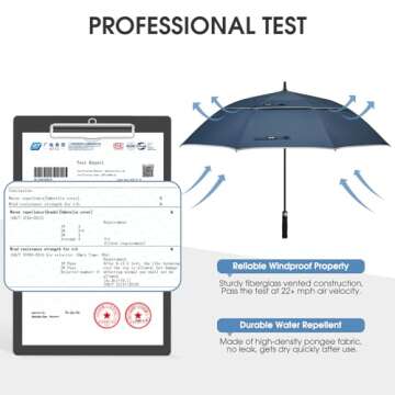 G4Free 47/54/62/68 Inch Automatic Open Golf Umbrella Oversize Extra Large Double Canopy Vented Windp...