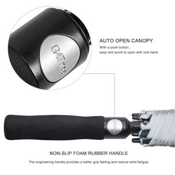 G4Free 47/54/62/68 Inch Automatic Open Golf Umbrella Oversize Extra Large Double Canopy Vented Windproof Waterproof Stick Umbrellas (Black)