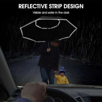 G4Free 47/54/62/68 Inch Automatic Open Golf Umbrella Oversize Extra Large Double Canopy Vented Windproof Waterproof Stick Umbrellas (Black)