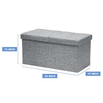 Otto & Ben 30" Storage Ottoman with SMART LIFT Top, Upholstered Tufted Bench, Foot Rest, Light Grey