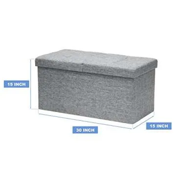 Otto & Ben 30" Storage Ottoman with SMART LIFT Top, Upholstered Tufted Bench, Foot Rest, Light Grey