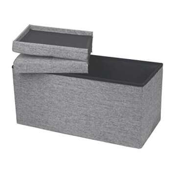 Otto & Ben 30" Storage Ottoman with SMART LIFT Top, Upholstered Tufted Bench, Foot Rest, Light Grey