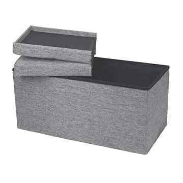 Otto & Ben 30" Storage Ottoman with SMART LIFT Top, Upholstered Tufted Bench, Foot Rest, Light Grey