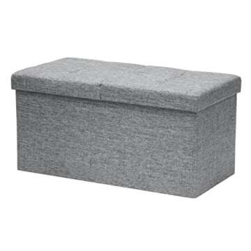 Otto & Ben 30" Storage Ottoman with SMART LIFT Top, Upholstered Tufted Bench, Foot Rest, Light Grey