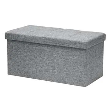 Otto & Ben 30" Storage Ottoman with SMART LIFT Top, Upholstered Tufted Bench, Foot Rest, Light Grey