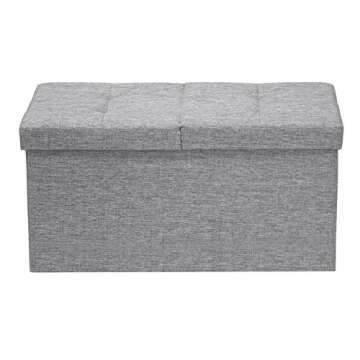 Otto & Ben 30" Storage Ottoman with SMART LIFT Top, Upholstered Tufted Bench, Foot Rest, Light Grey