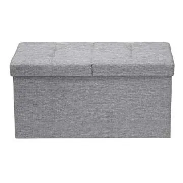 Otto & Ben 30" Storage Ottoman with SMART LIFT Top, Upholstered Tufted Bench, Foot Rest, Light Grey
