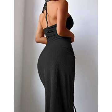 Stylish ZAFUL Women's Sleeveless Midi Halter Dress