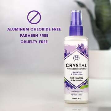 CRYSTAL™ Mineral Deodorant Spray- Body Deodorant With 24-Hour Odor Protection, Lavender & White Tea Spray, Non-Staining, Aluminum Chloride & Paraben Free, 4 FL OZ - Pack of 2