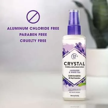 CRYSTAL™ Mineral Deodorant Spray- Body Deodorant With 24-Hour Odor Protection, Lavender & White Tea Spray, Non-Staining, Aluminum Chloride & Paraben Free, 4 FL OZ - Pack of 2