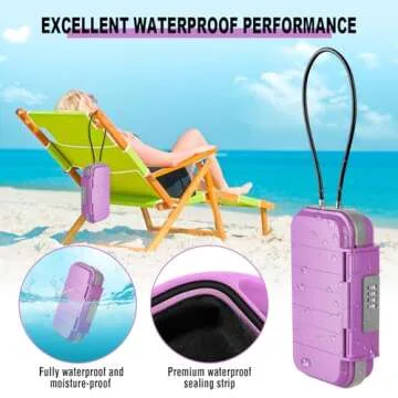 HUANLANG Portable Safe Lock Box with Combination Lock Mini Beach Travel Safe Waterproof Small Lockable Box with Removable Wire Rope Combination Safe Box for Dorm,Travel,Beach,Hotel,Car,Home,Office
