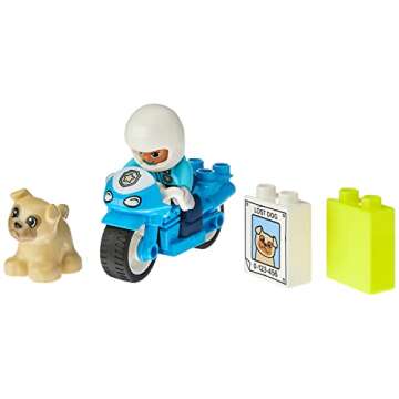 LEGO DUPLO Town Rescue Police Motorcycle 10967 Toy for Toddlers, Boys & Girls 2 Plus Years Old, with Police Officer and Dog Figure, Early Development Toys