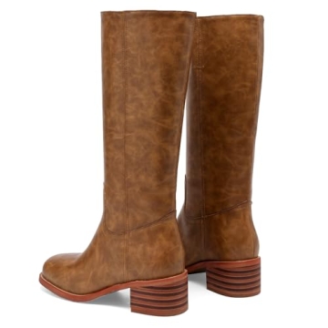 JOKACEAR Women's Knee High Boots Chunky Heel Square Toe