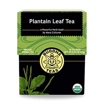 Buddha Teas Organic Plantain Leaf Tea for Health and Wellness - 18 Eco-Friendly Bags