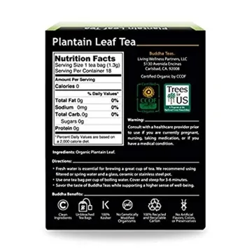 Buddha Teas Organic Plantain Leaf Tea - 18 Bleach-Free Bags