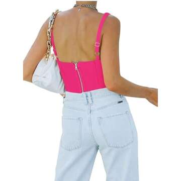 REORIA Women's Summer Sexy Square Neck Sleeveless Trendy Night Club Cropped Tank Top Cute Going Out ...