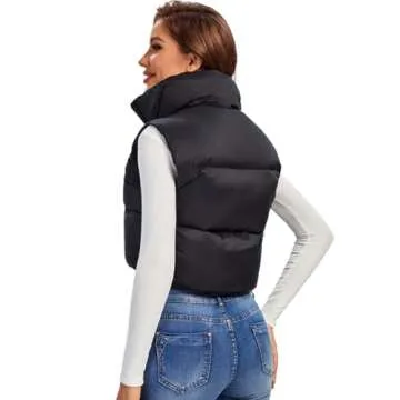 Cropped Puffer Vest for Women - Stylish Warmth in Black