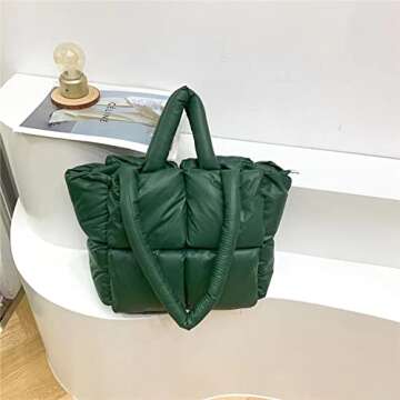Women Large Quilted Puffer Tote Bag - Stylish and Spacious Handbag