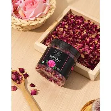Infini Vita Dried Rose Petals 14g (0.5oz) - Edible Red Rose Tea - Dried Flowers for Cake Decorating, Drinks, Candle, and Soap Making (0.5oz)