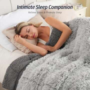 Wemore Shaggy Long Fur Faux Fur Weighted Blanket, Cozy and Plush Sherpa Long Hair Blanket for Adult 15lbs, Fluffy Fuzzy Sherpa Reverse Heavy Blanket for Bed, Couch, Backprint Grey, 60 x 80 Inches