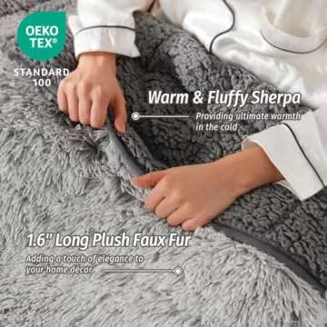 Wemore Shaggy Long Fur Faux Fur Weighted Blanket, Cozy and Plush Sherpa Long Hair Blanket for Adult 15lbs, Fluffy Fuzzy Sherpa Reverse Heavy Blanket for Bed, Couch, Backprint Grey, 60 x 80 Inches