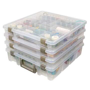 ArtBin Super Satchel Thread Box - Versatile Thread Storage for Sewing, Embroidery, and Quilting - 108 Pegs, Portable Design, Compatible with ArtBin Accessories - Made in USA, Transparent and Compact