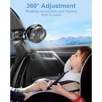 Bearwind Portable Stroller Fan for Travel, LED Night Light Clip on Fans Operated by Rechargeable Battery, Cordless Fan with Tripod Car Seat Baby Pram (Black)