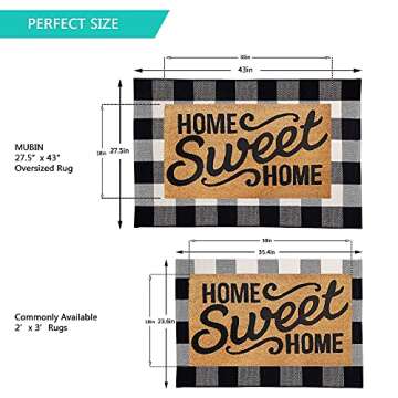 MUBIN Cotton Buffalo Plaid Rug 27.5 x 43 Inches Black and White Check Rugs Hand-Woven Indoor or Outd...