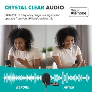 Movo iLav Digital Lavalier Omnidirectional Clip on Microphone with MFi Certified Lightning Adapter - Works with iOS Devices - Lapel Interview Lav Mic for iPhone, iPad, Lightning Microphone for iPhone