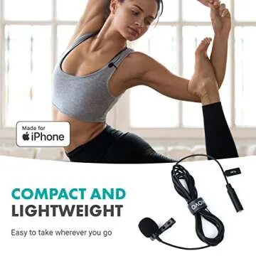 Movo iLav Digital Lavalier Omnidirectional Clip on Microphone with MFi Certified Lightning Adapter - Works with iOS Devices - Lapel Interview Lav Mic for iPhone, iPad, Lightning Microphone for iPhone