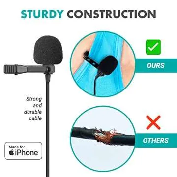 Movo iLav Digital Lavalier Omnidirectional Clip on Microphone with MFi Certified Lightning Adapter - Works with iOS Devices - Lapel Interview Lav Mic for iPhone, iPad, Lightning Microphone for iPhone