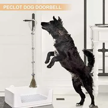 MAXVITON - Wooden Beaded Hanging Dog Doorbell - Antique Silver Bells, Puppy Hanging Doorbells, Vintage Handmade Bells, Dog Potty Training Doorbells, Pet Bells. 1 Piece (Nude, Round)