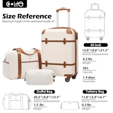 Coolife Luggage Set 3 Piece Stylish Travel Companion