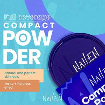 Nailen Compact Makeup Setting Powder with Matte Finish, Shine Control, Full Coverage - Ideal for All Skin Types & Poreless Smooth Look - Tone 3, (1 Count)