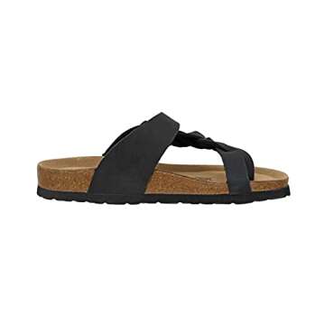 CUSHIONAIRE Women's Libby Cork footbed Sandal with +Comfort and Wide Widths Available, Black 9