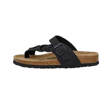 CUSHIONAIRE Women's Libby Cork footbed Sandal with +Comfort and Wide Widths Available, Black 9